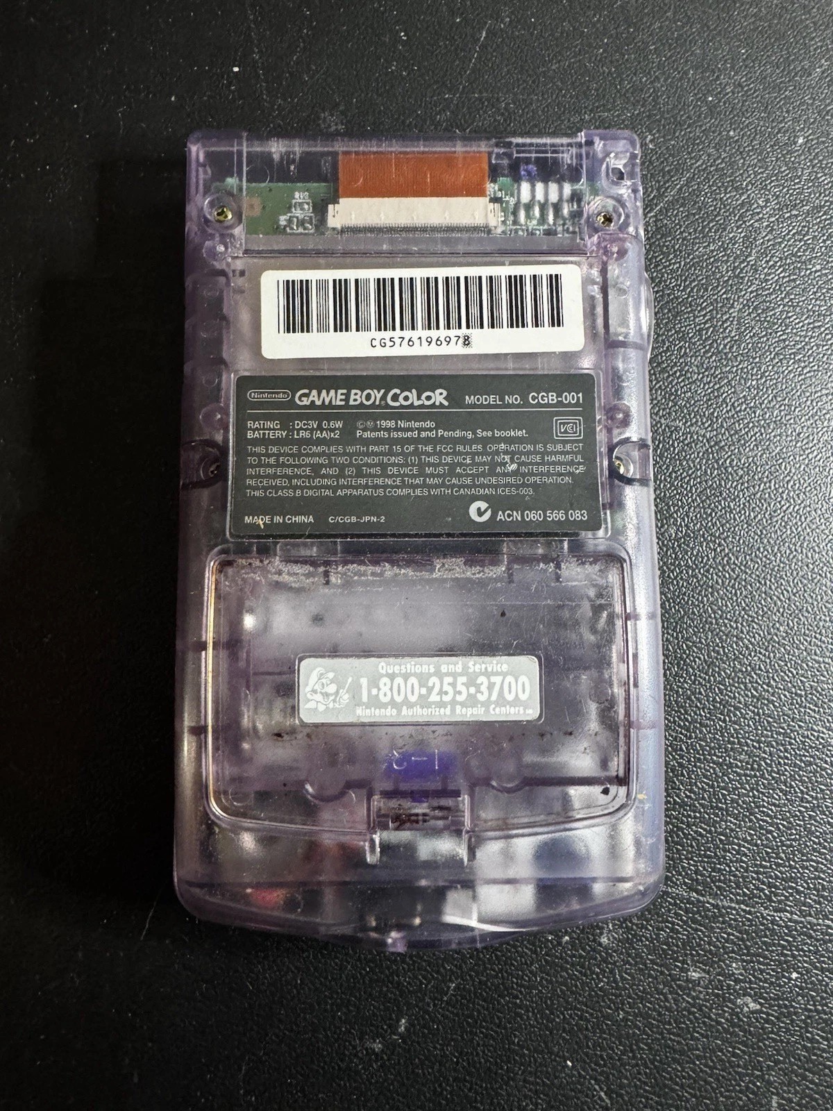 Nintendo Game Boy Color Atomic Purple W/ Star Wars Episode One Racer Works Great