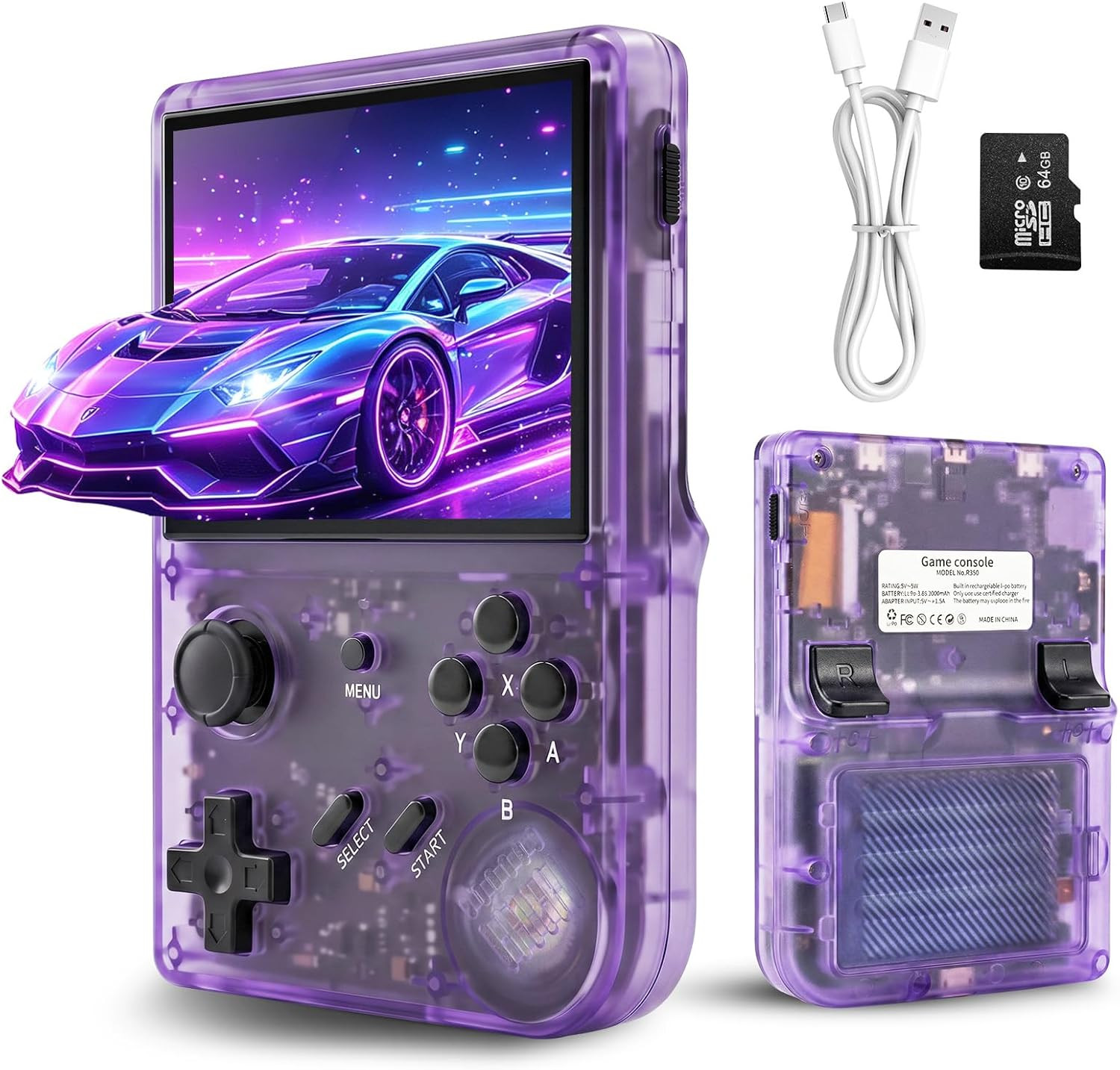 Retro Handheld Game Console with 2100+ Built-In Games, 64GB TF Card, 3.5-Inch IP