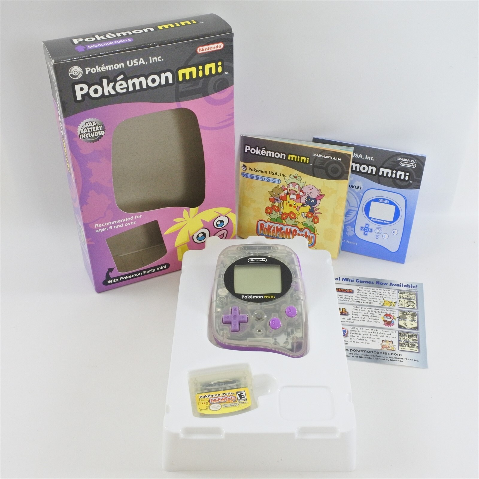 Pokemon Mini SMOOCHUM PURPLE Console MIN-001 US Version Boxed 1817 Nintendo