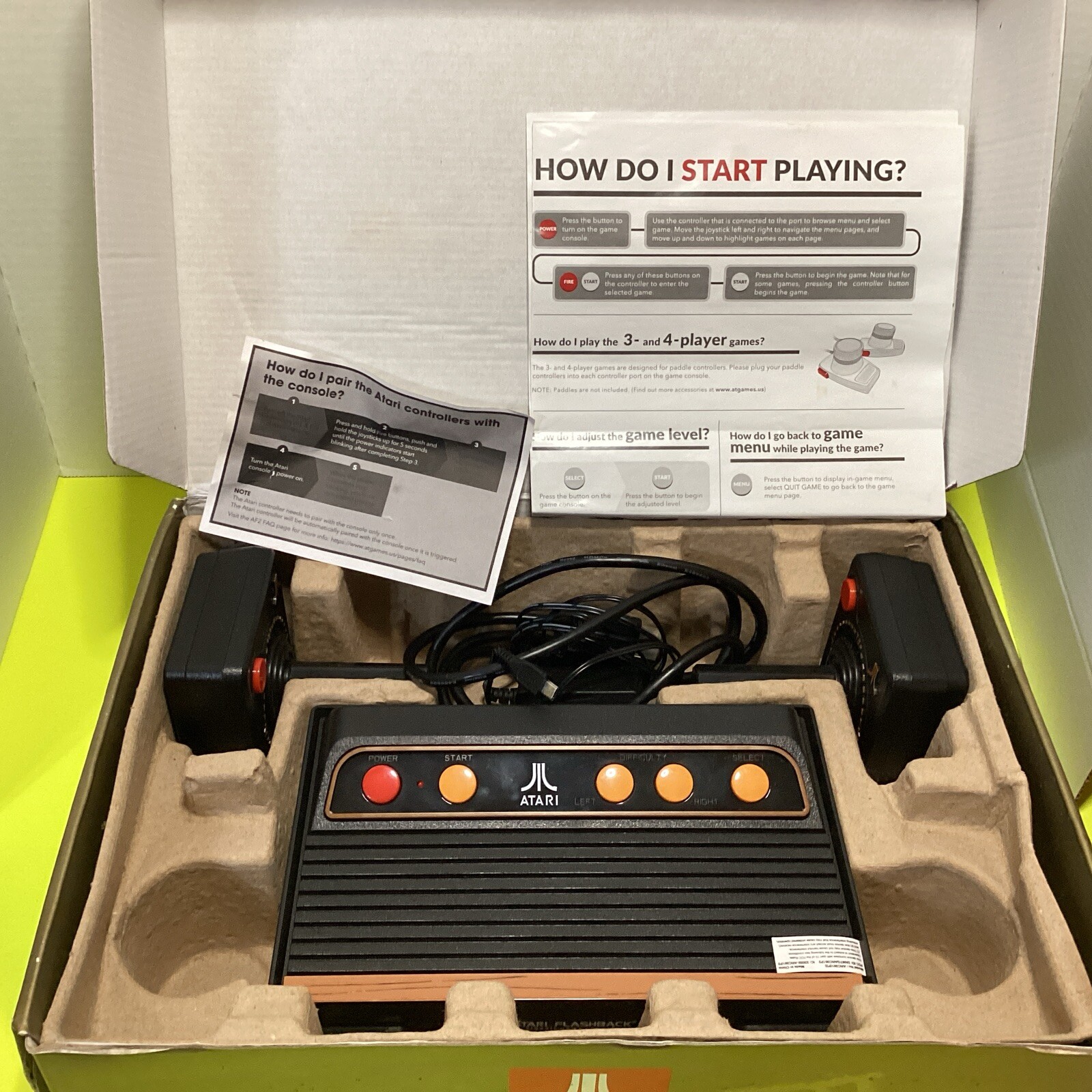 Atari Flashback 9 Gold HD Console 120 Built-in Games & Controllers Tested Works
