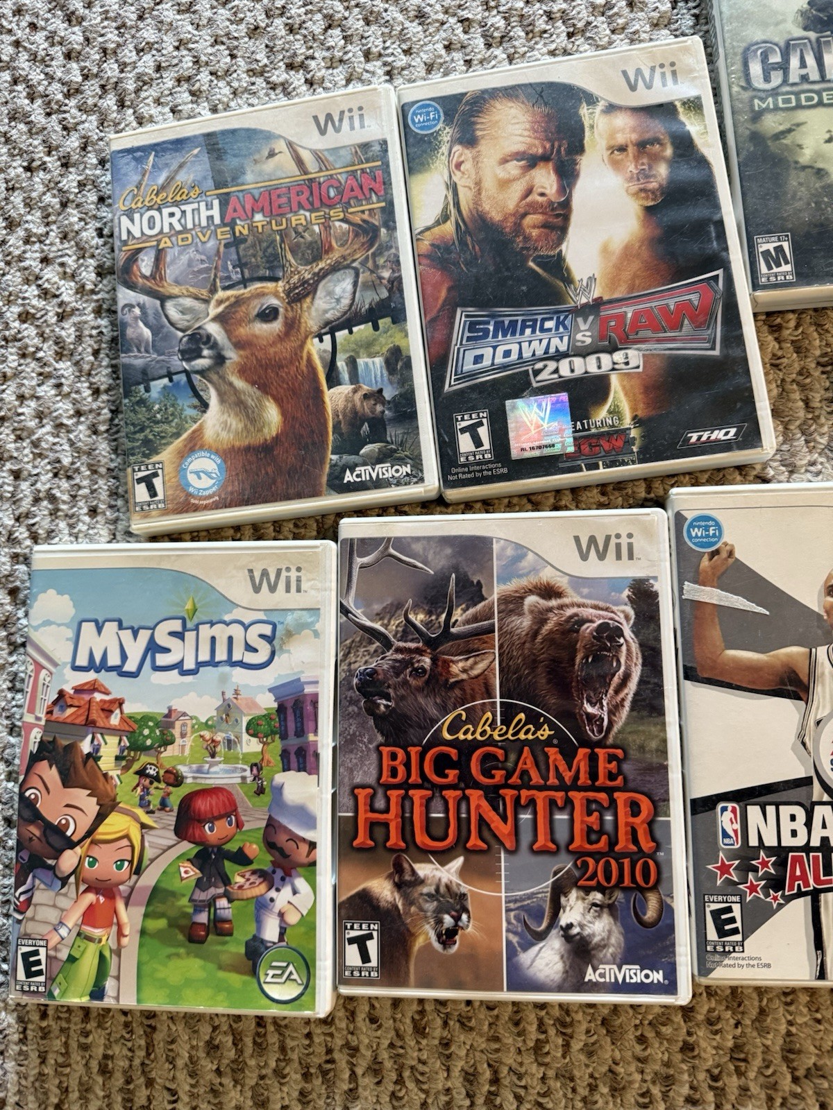 2 Lot Nintendo Wii Console RVL 001 Lot 2 Wii Remotes, Wires, 8 Games + More