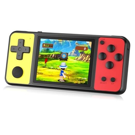 32 Bit Handheld Games for Kids Built-in 139 Video Games,3.0″ IPS Yellow-red