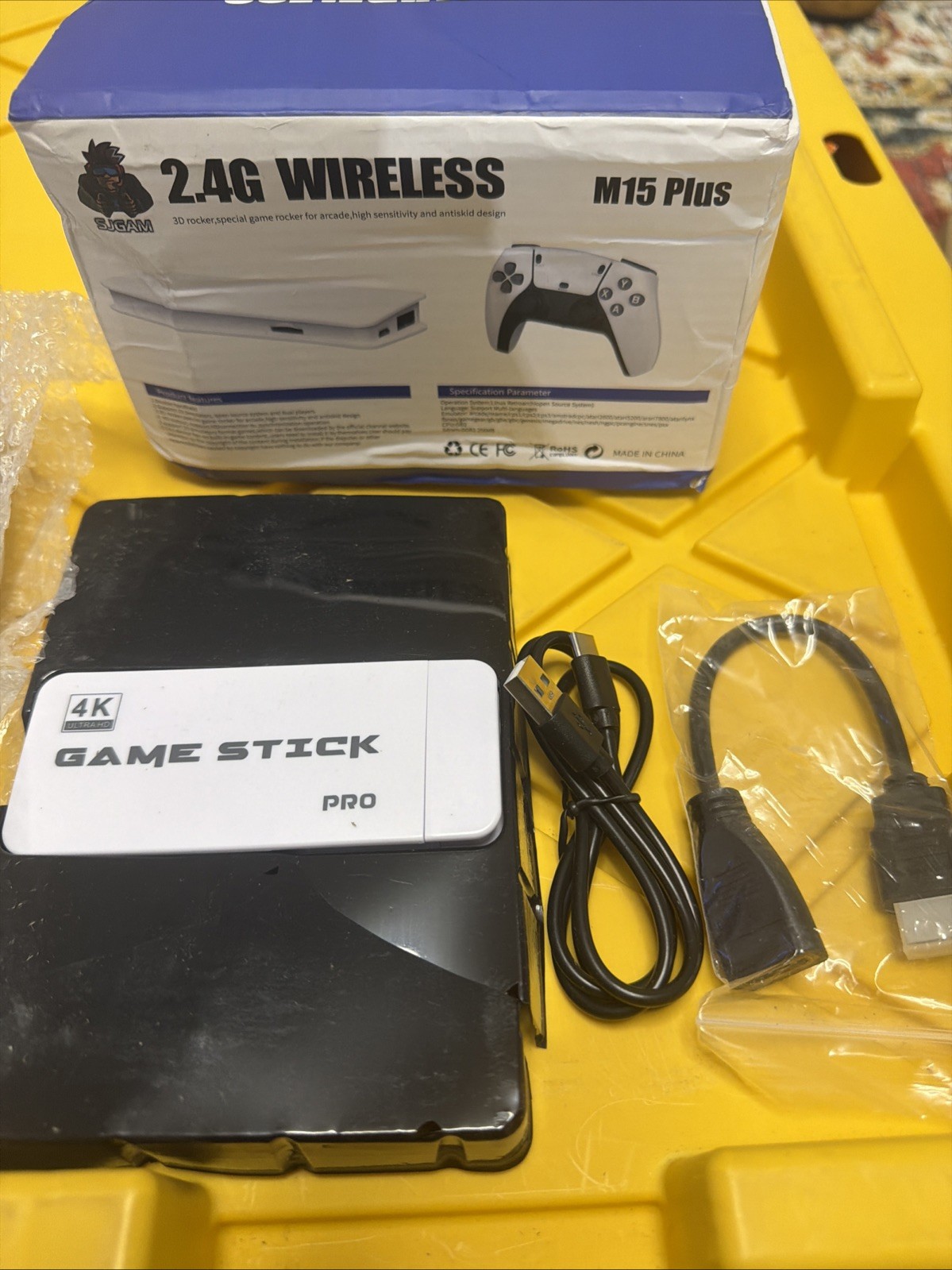 SJGAM M15 Plus 2.4G Wireless Retro Game Console Stick HD Output Dual Controller