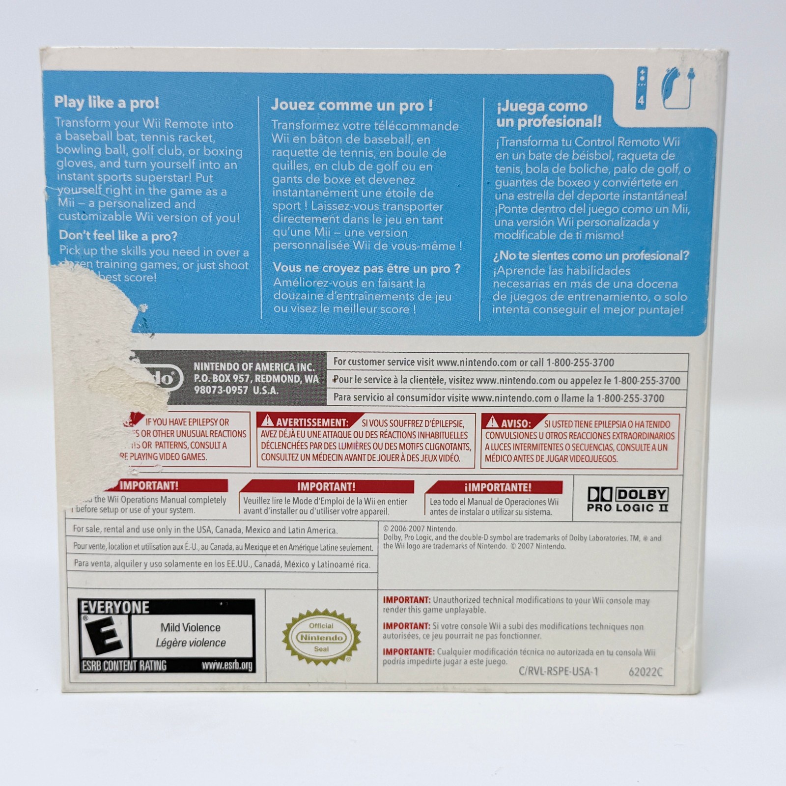Nintendo OEM Wii Console W/ Wii Sports Game Bundle-Black- TESTED & WORKS