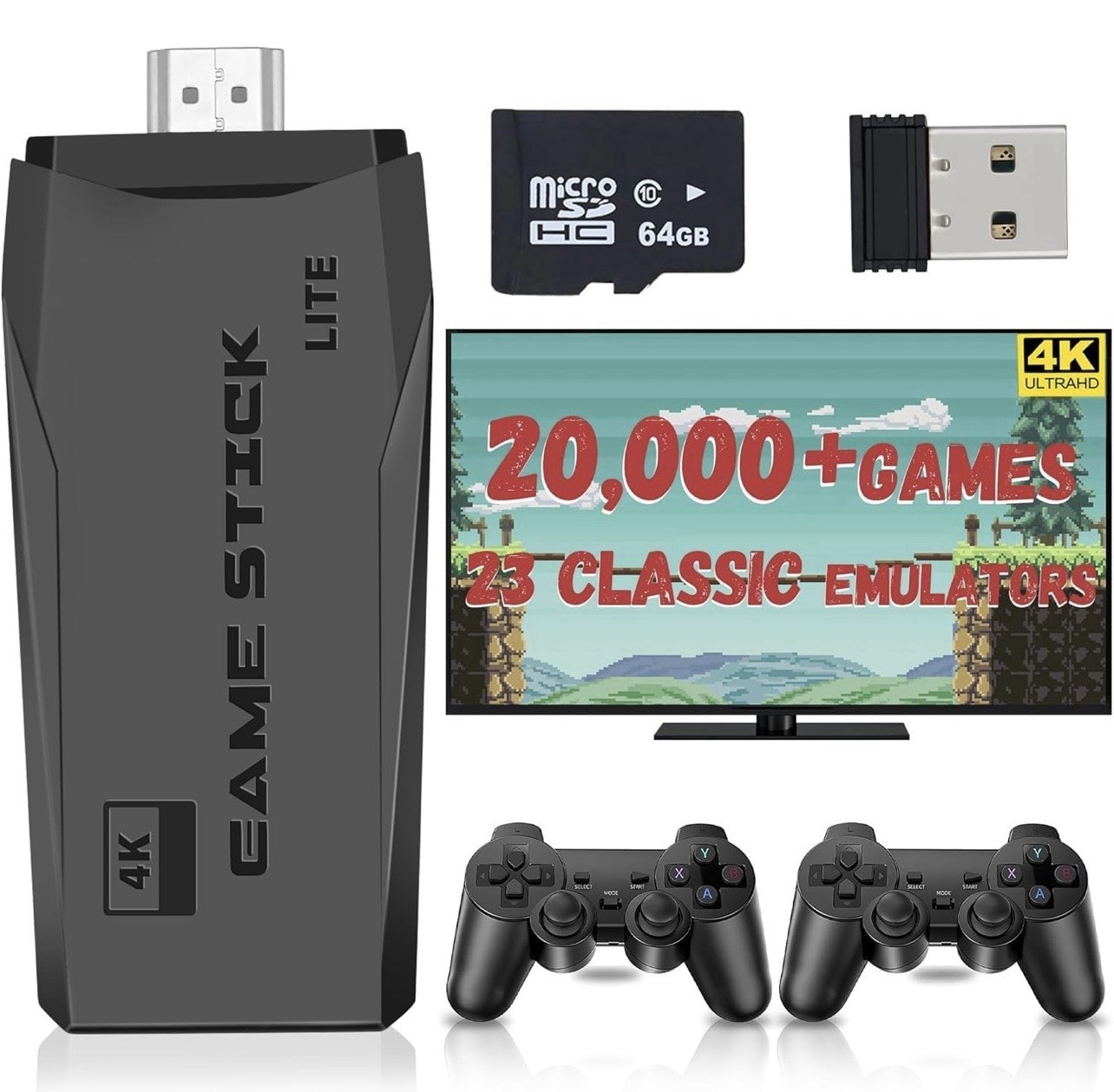 Wireless Retro Game Console, 25000+ Games Built-in, 4K HDMI Output, 9 Emulators,