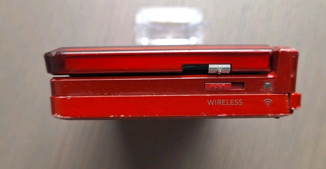 Nintendo 3DS Flare Red Region Free Console 16GB Tested w/ Charger & Stylus