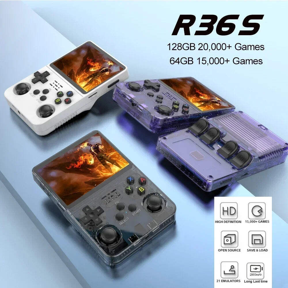 Open Source R36S Retro Handheld Video Game Console Linux System 3.5 Inch IPS Scr