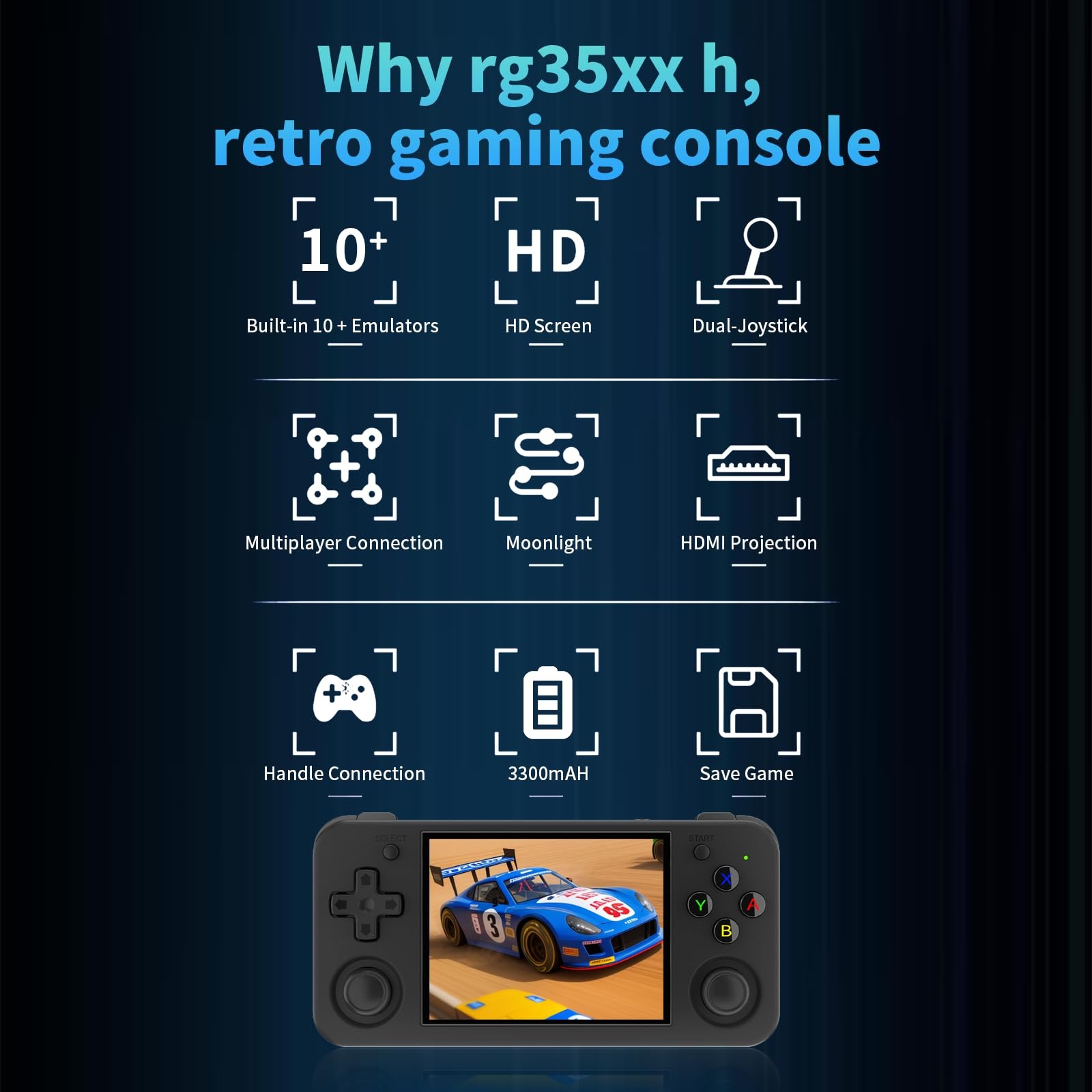 RG35XX H, Anbernic Retro Handheld Gaming Console with 64GTF Card, Dual Joysti…