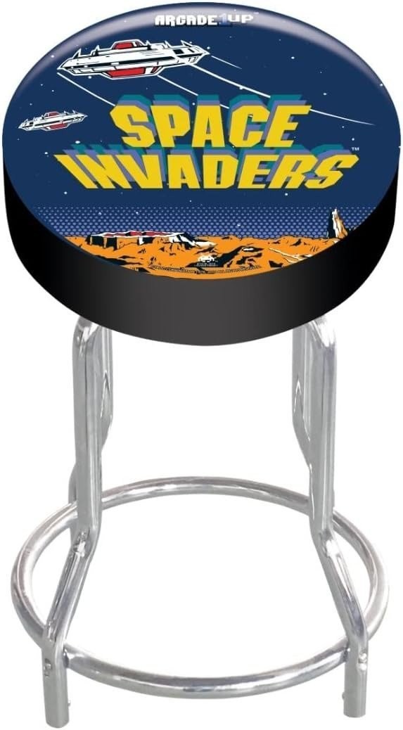 Arcade1Up Space Invaders Adjustable Arcade Stool Chrome Steel A1U