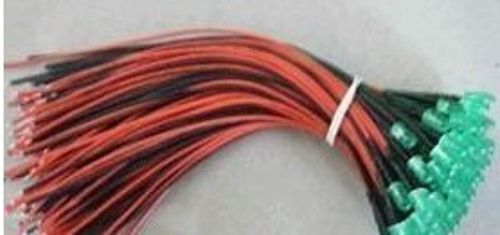 5pcs 3mm Wired Lead 12V DC Green Diffused LED Light,3GG