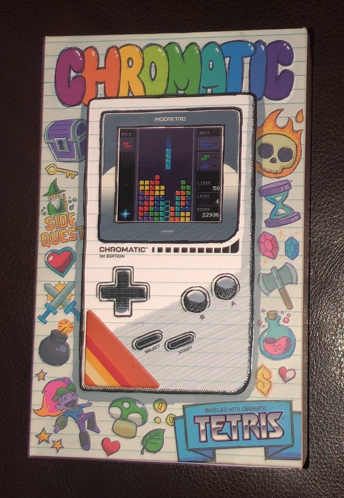 1st Edition ModRetro Chromatic Game Console ORANGE Version w Tetris & Box!