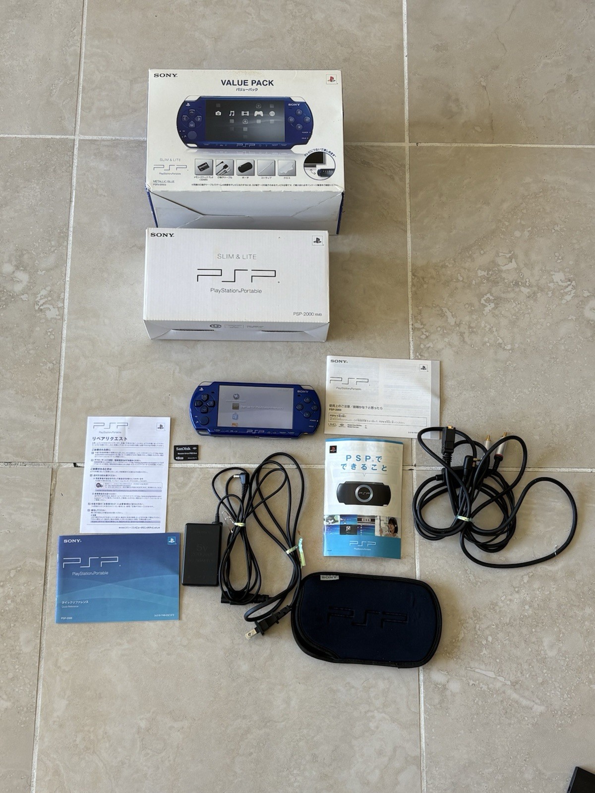 PSP-2000 Value Pack Deep Blue Slim & Lite console Complete system US Seller