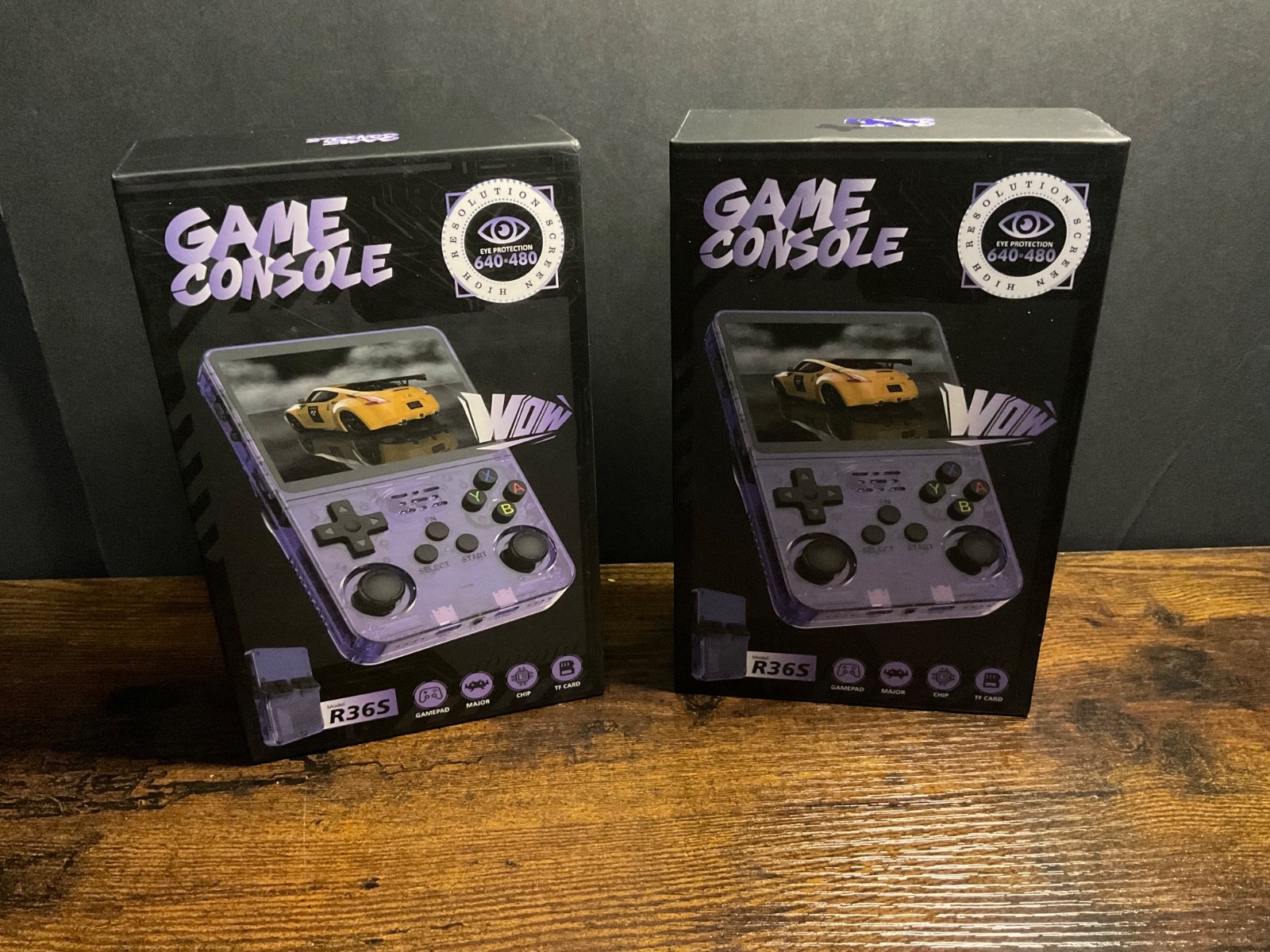 Nice! Open Box Retro Game Console R36S 64gb, Purple & Black – Lot of 2