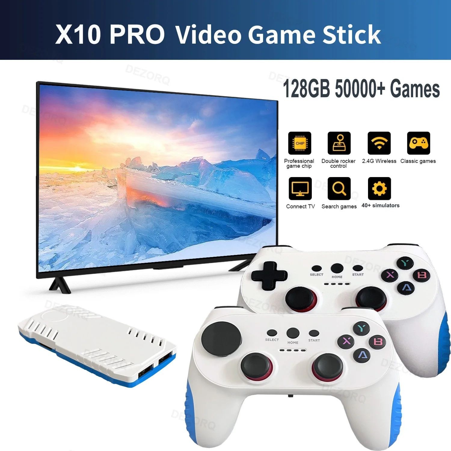 X10 PRO 128GB GameStick 4K HD TV Console 40+ Simulators Dual Controllers