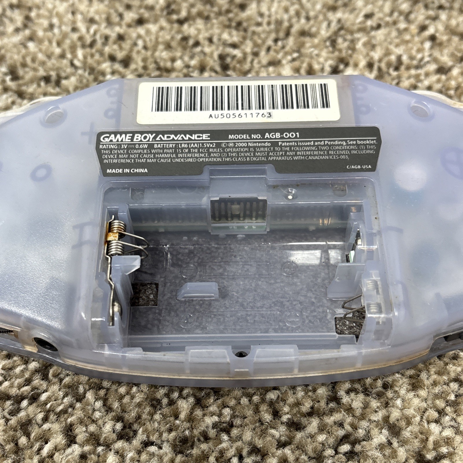 Nintendo Game Boy Advance Glacier Clear Console Tested