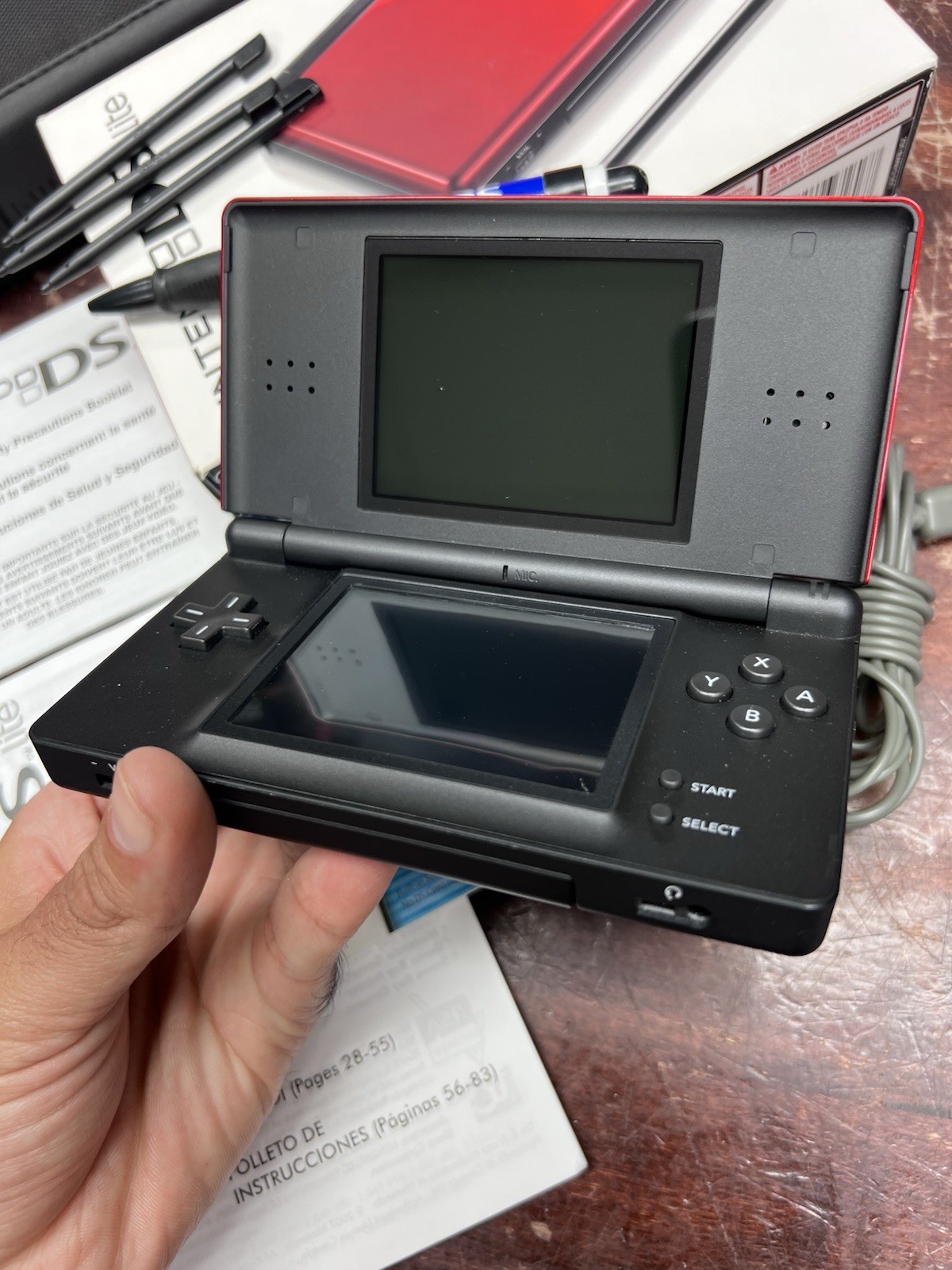 Nintendo DS Lite Crimson Black Red Handheld Console MINT