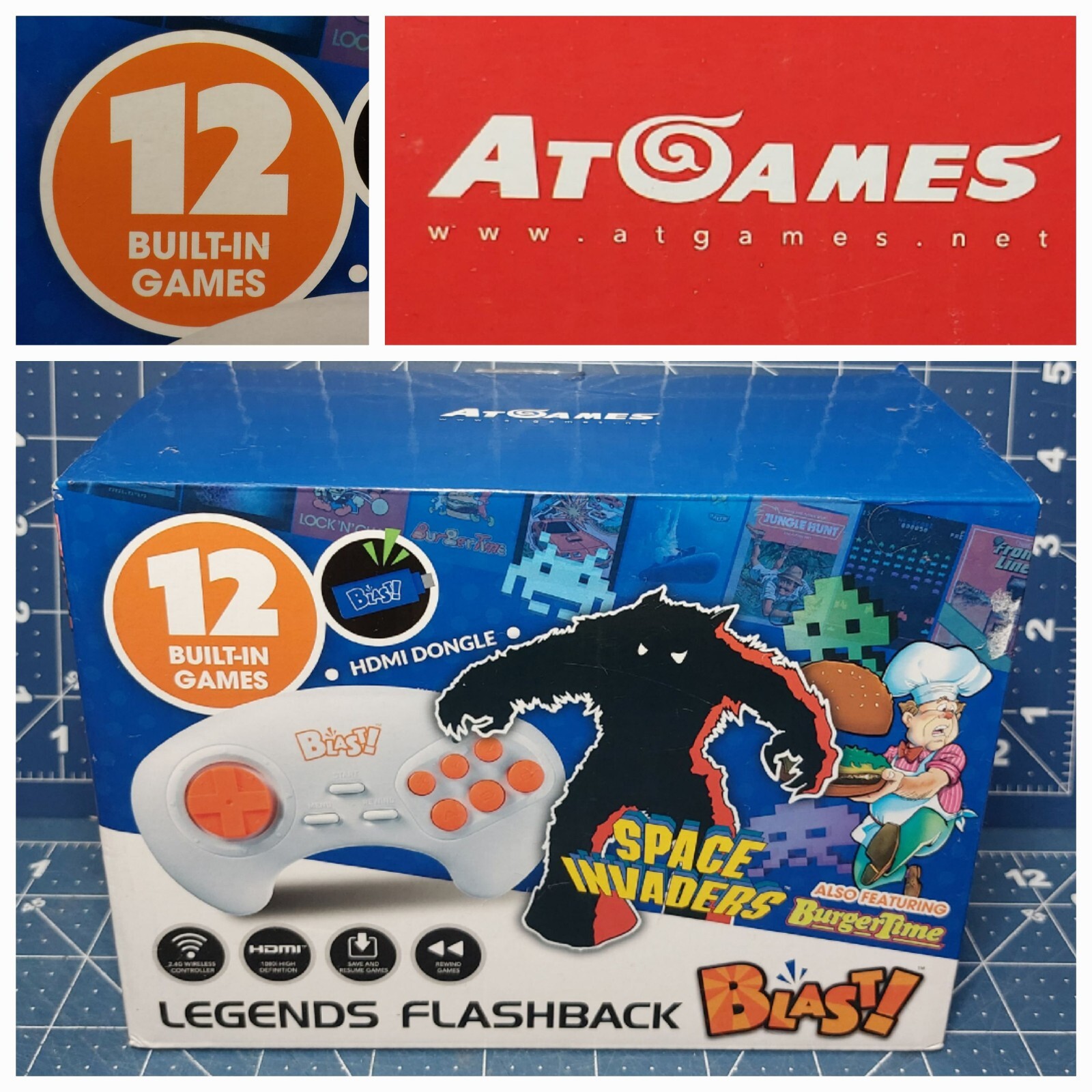 Legends Flashback Blast! HDMI Dongle 12 Built in Games Space Invaders Open BOX