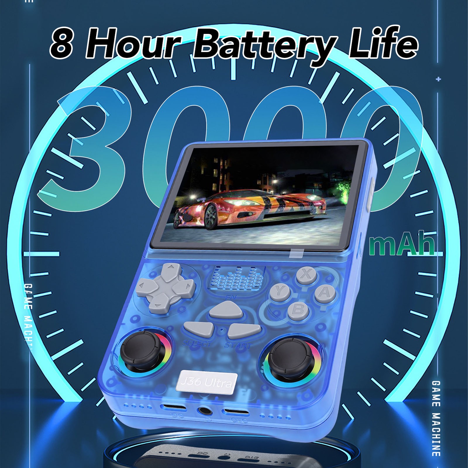 Retro Handheld Game Console 4 Inch Screen Built In 64GB Small Memory Card S EYCM