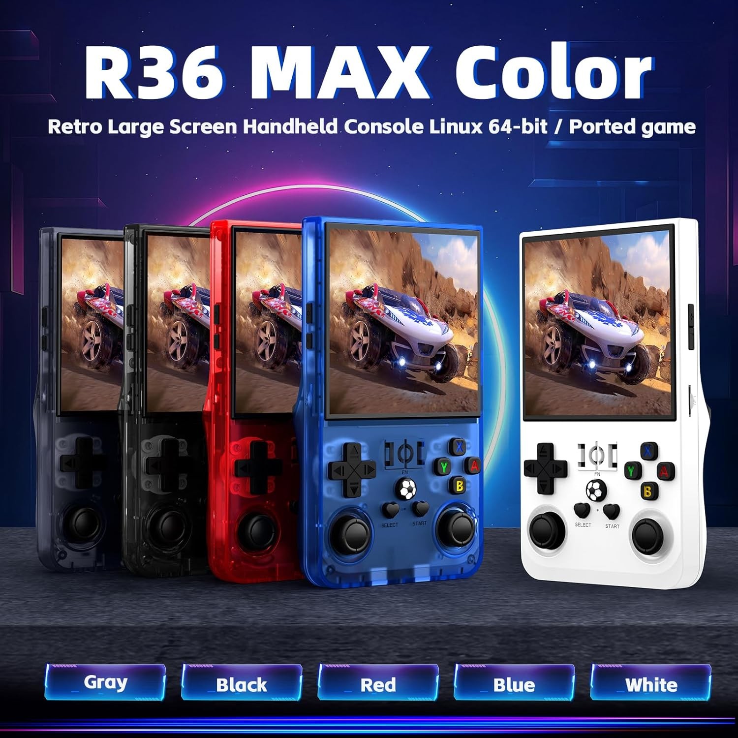 R36MAX Retro Handheld 4.0 IPS 18000+ Games Blue 64GB