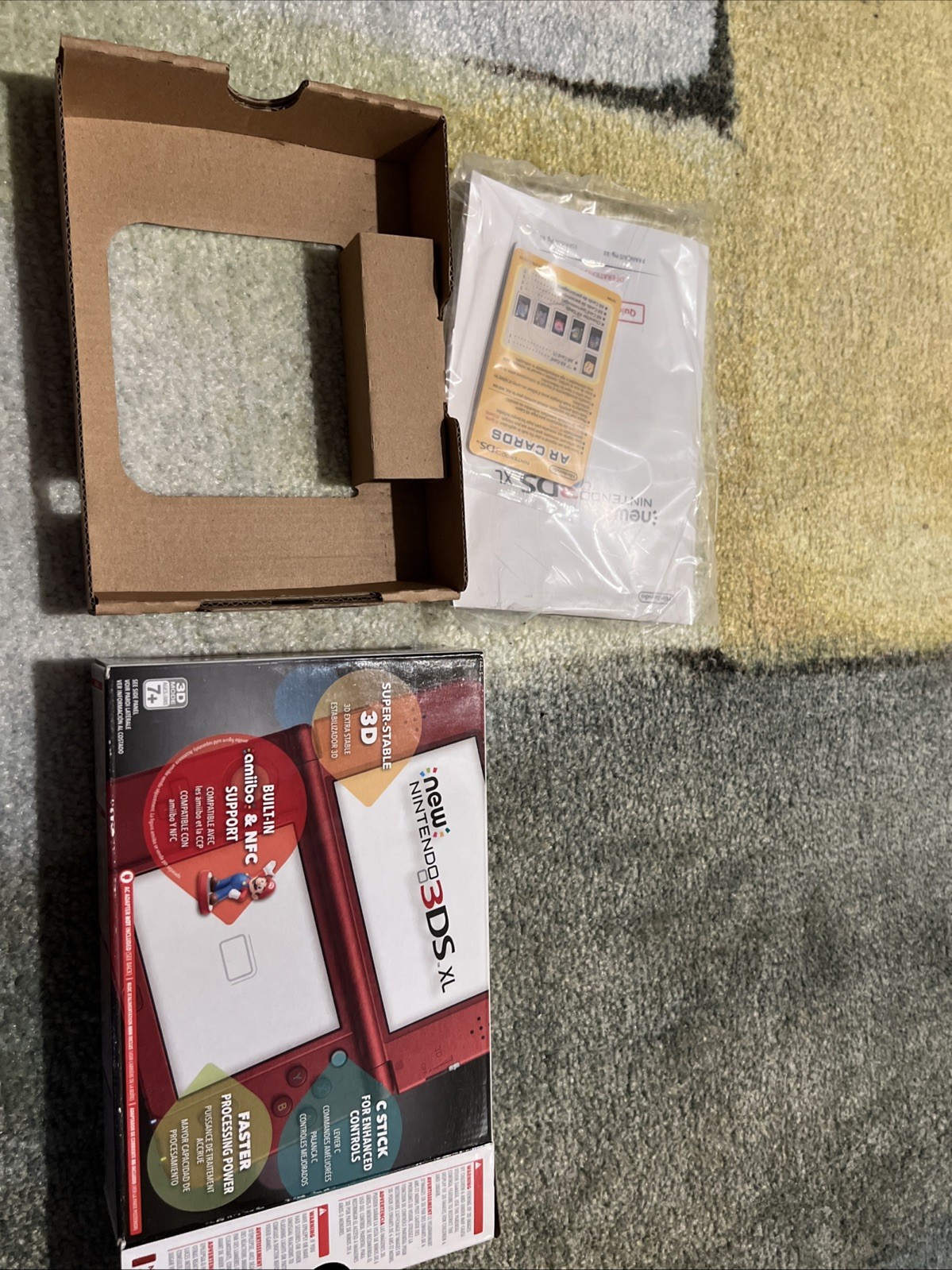 New Nintendo 3ds Xl New Red Box And Inserts Manual AR CARDS ONLY