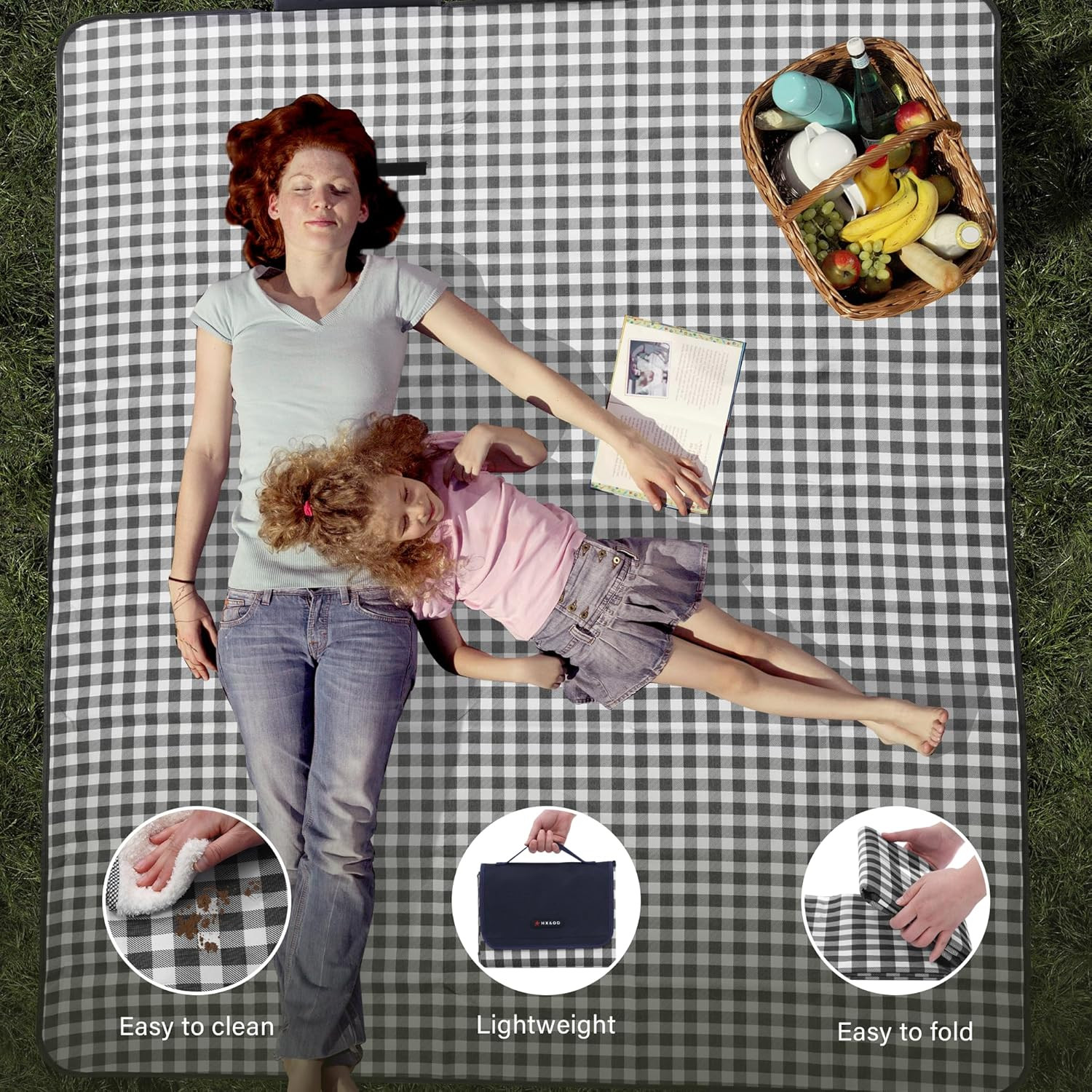 HX&OD Outdoor Picnic Blanket 80″X80″ Picnic Mat Extra Large Camping Blanket Beac