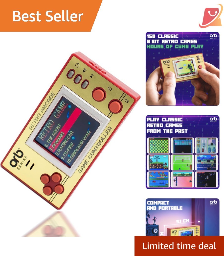 Mini Retro Gaming Console 150 In-Built 8-Bit Games Handheld Colour LCD