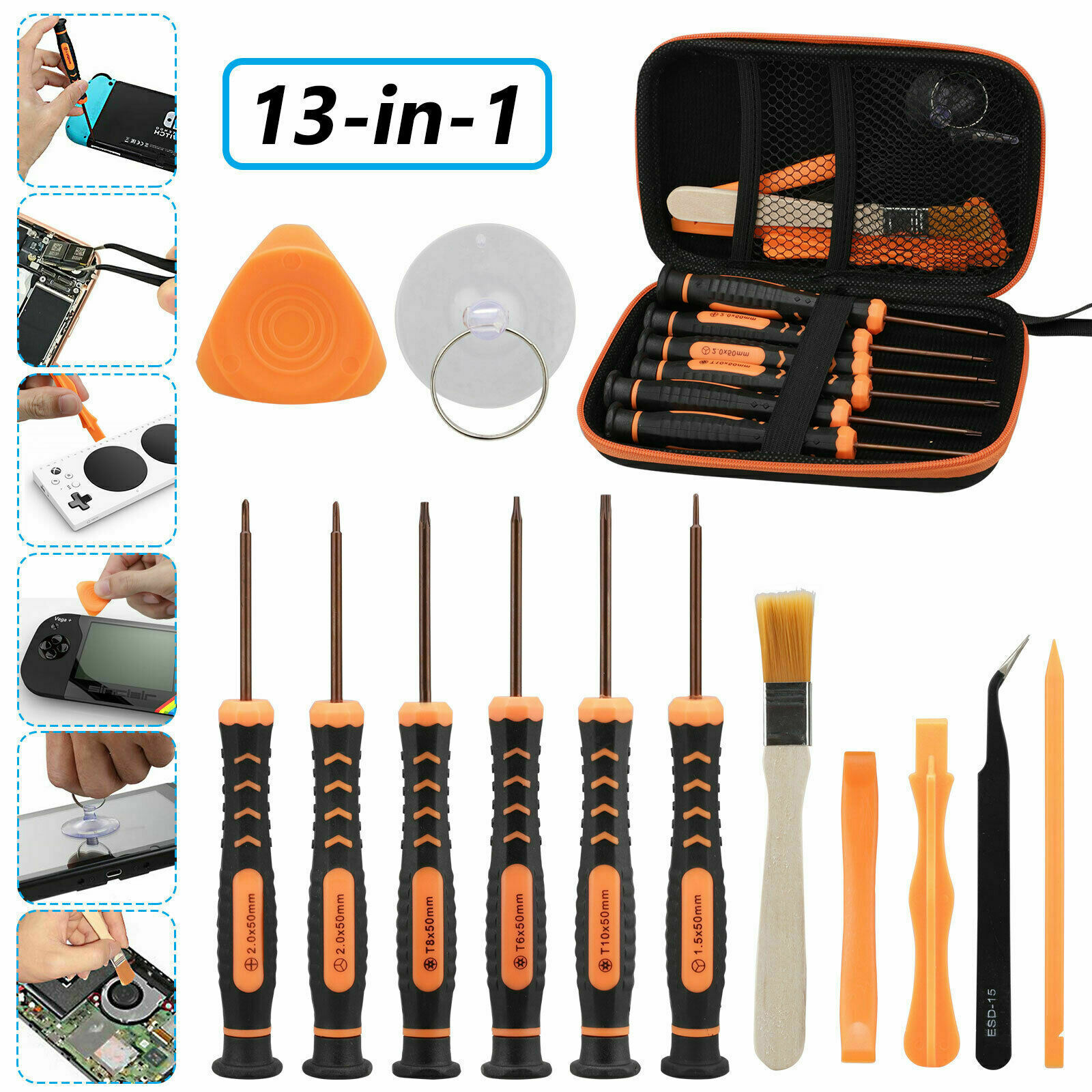 For Xbox One 360/PS4/PS3/ PSP 13in1 Repair Set Bag Case+Professional Screwdriver