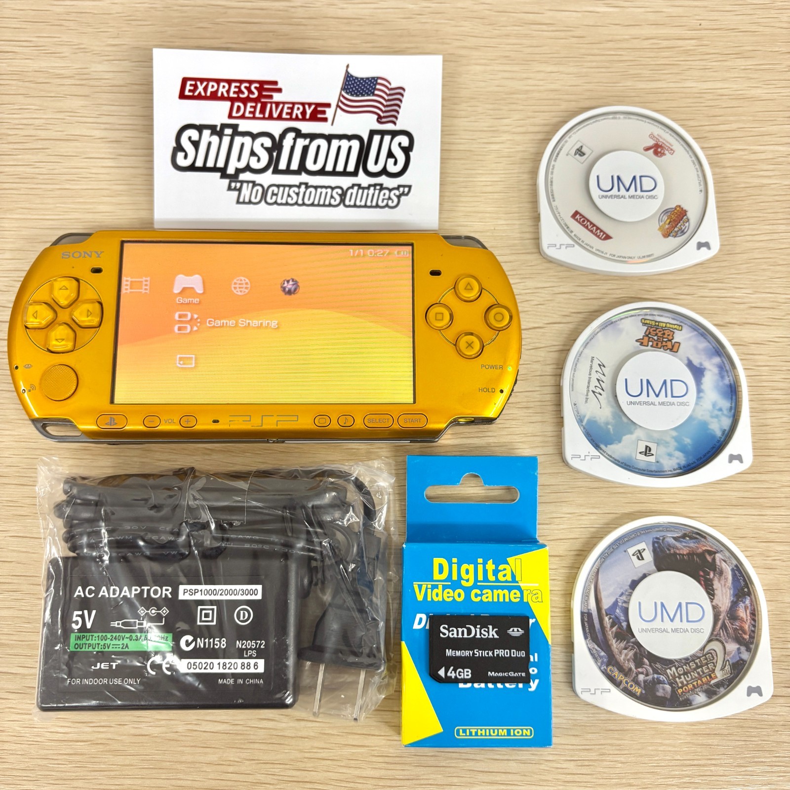 Sony PSP-3000 Console Select /Charger+newbattery+random3games+4G U.S Shipping