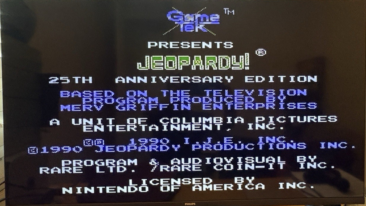 Used / Original NES Nintendo Console + Jeopardy Video Game + Power Supply + A/V