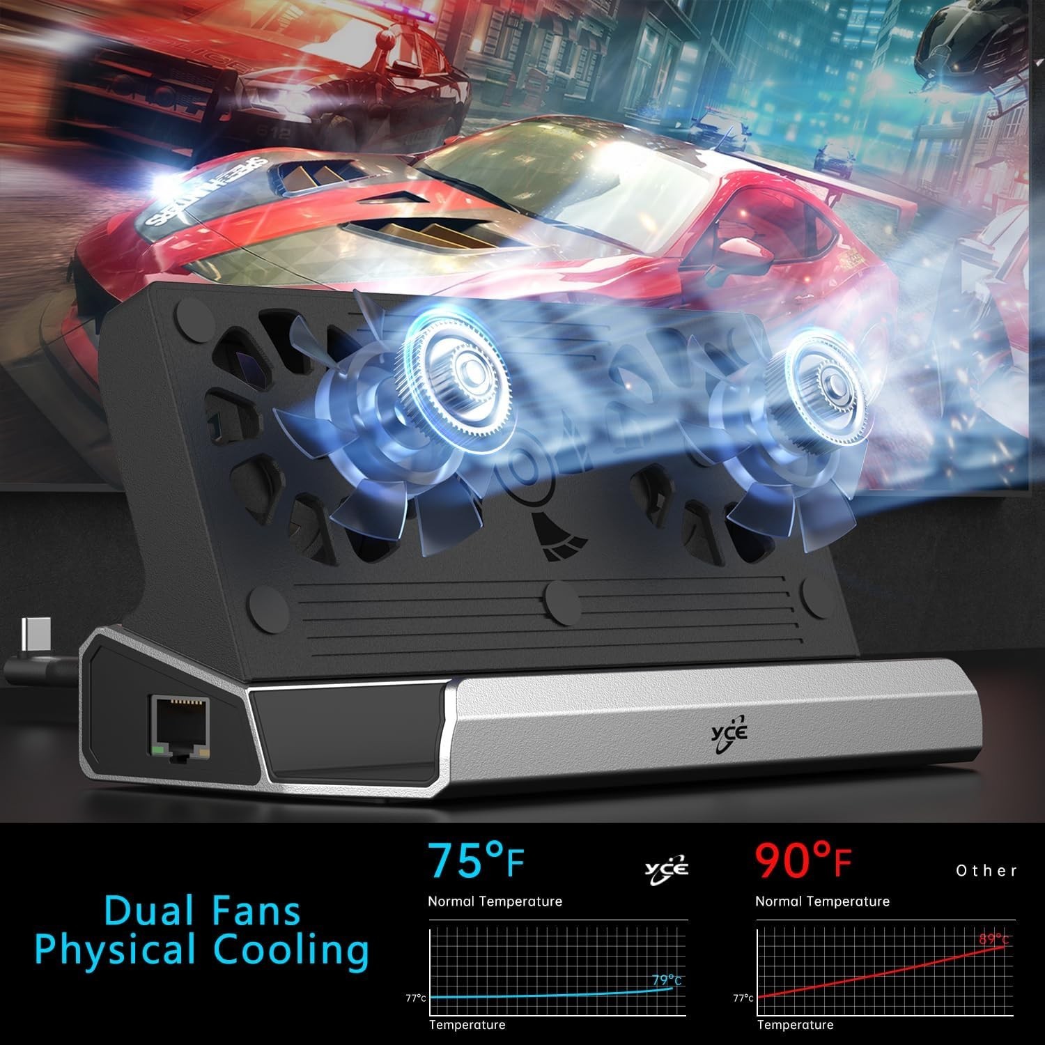 Ultimate 12-in-1 Dual Fan Dock for Steam Deck, Switch, and Asus ROG with 4K HDMI