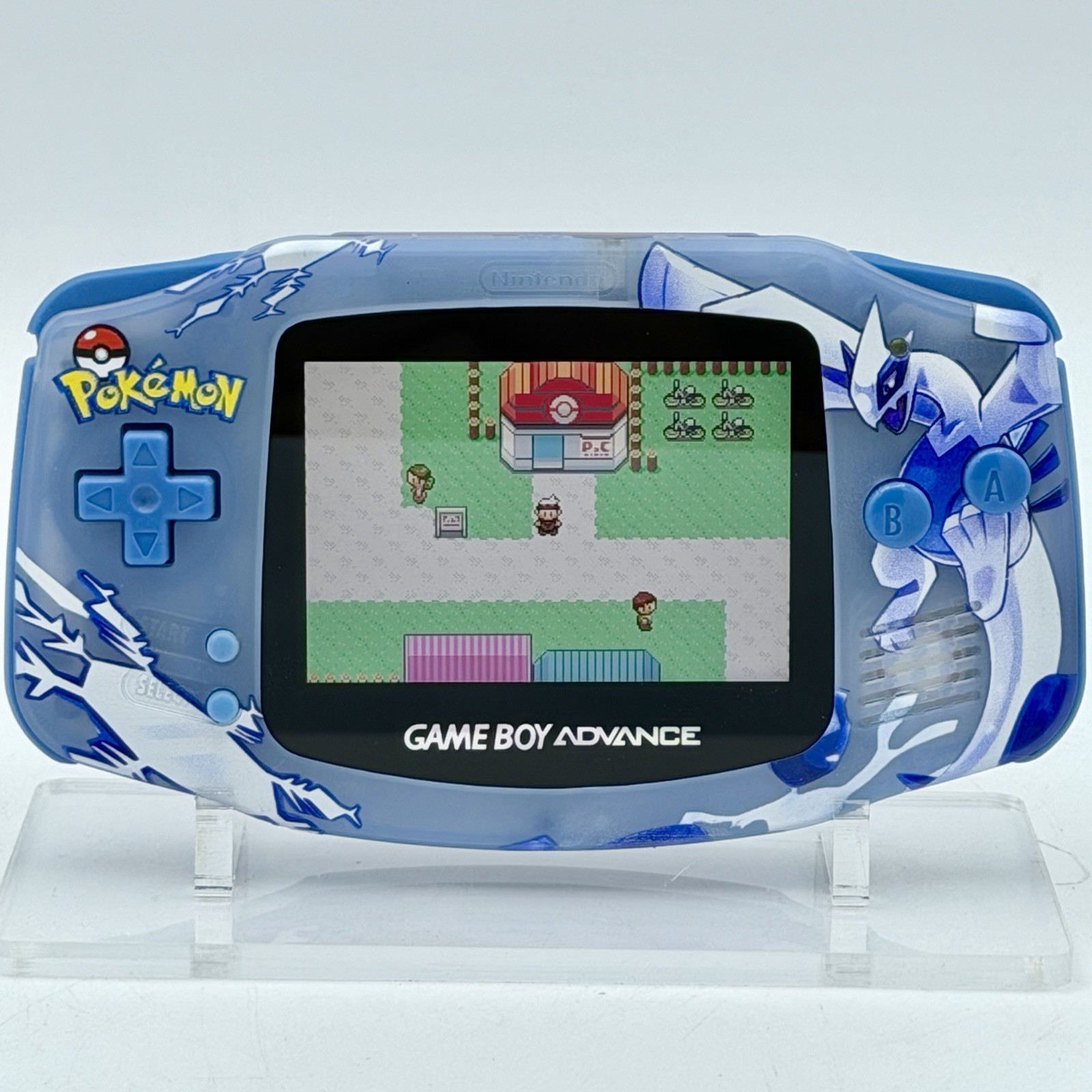 Nintendo Game Boy Advance GBA iPS Backlight Backlit Console Blue Lugia Pokemon
