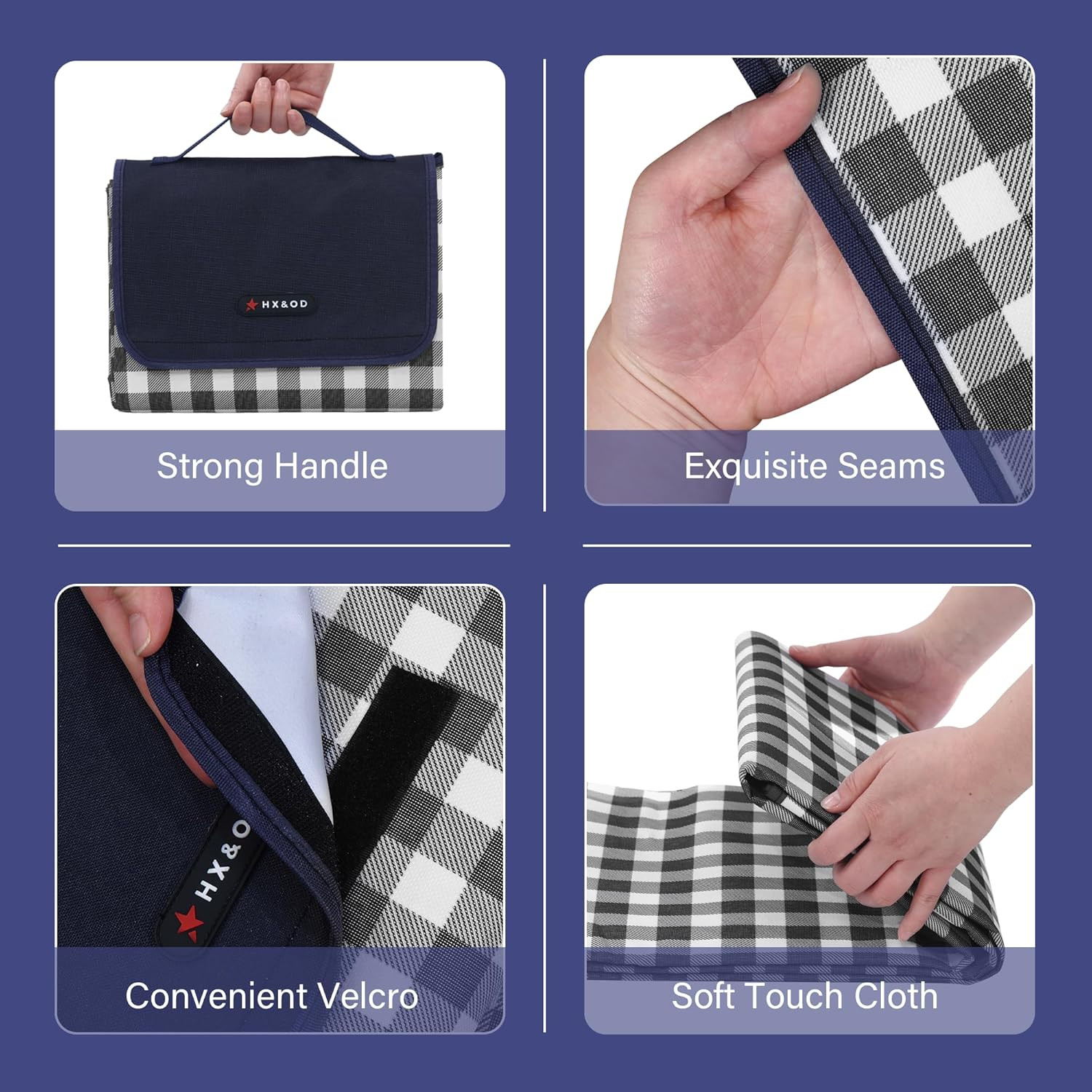 HX&OD Outdoor Picnic Blanket 80″X80″ Picnic Mat Extra Large Camping Blanket Beac