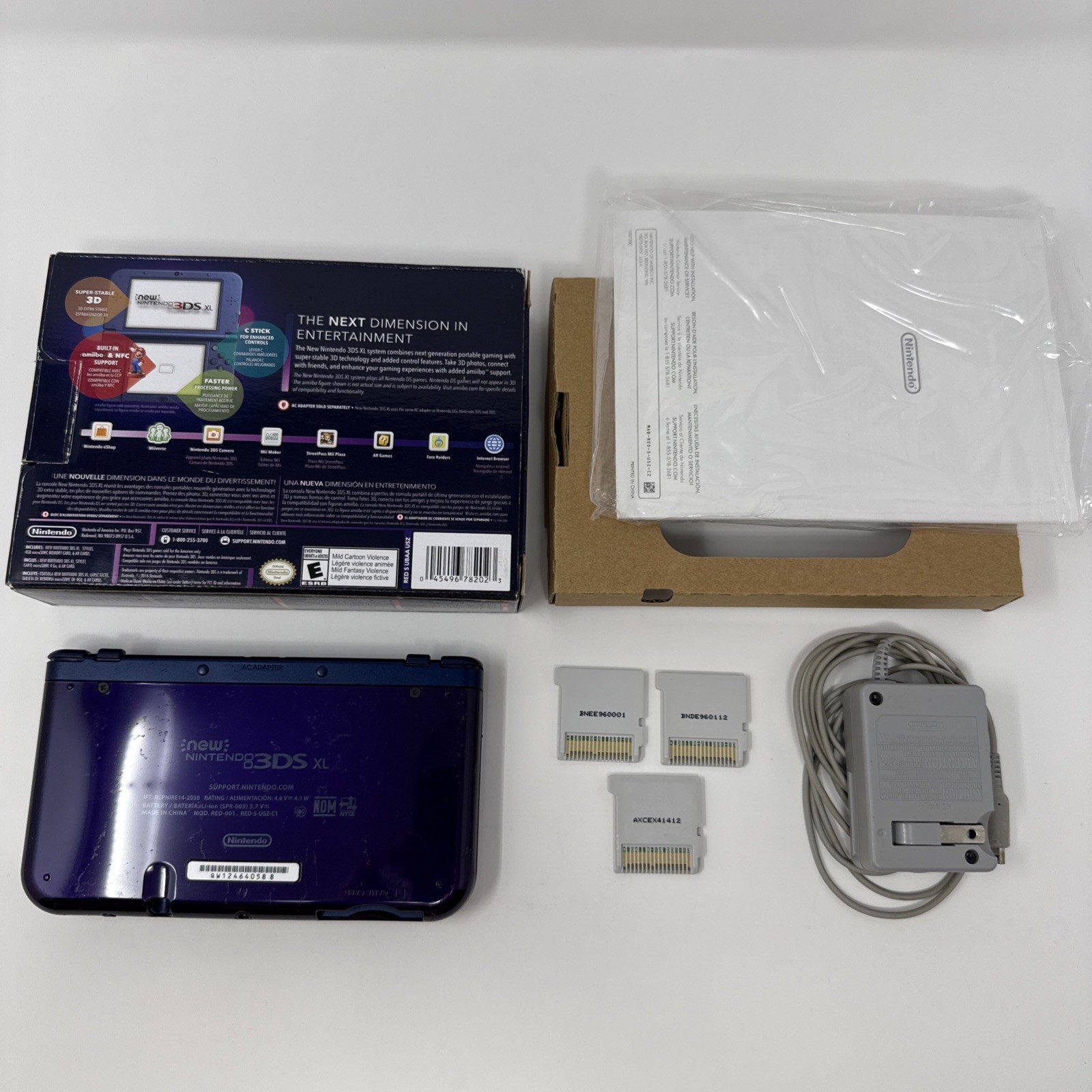 New Nintendo 3DS XL Galaxy Edition Handheld Console CIB + Pokemon & Super Smash