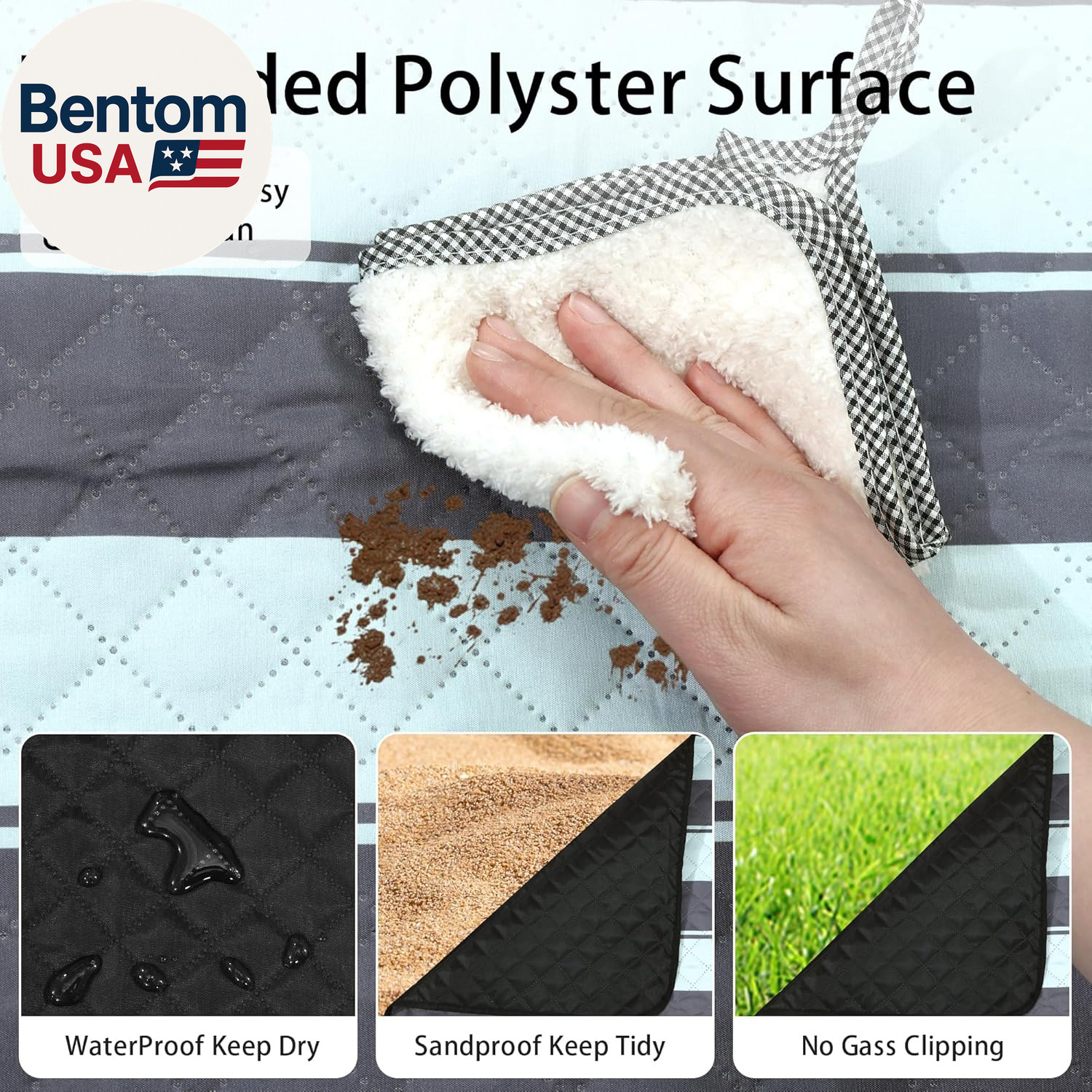 Extra Large Picnic Outdoor Blanket, 80”X80” Waterproof Picnic Mat Foldable Campi