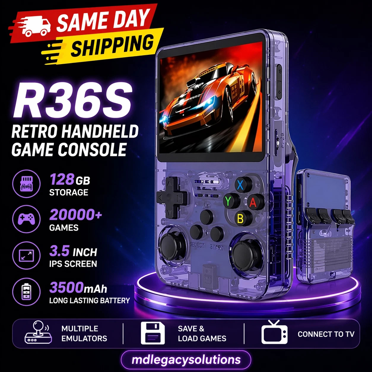 R36S Retro Handheld Game Console 128GB 20000 Games 3.5″ IPS Screen Portable Game
