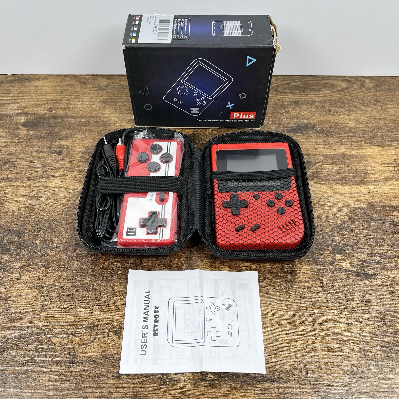 Retro FC Plus Handheld Game Console w/ Gamepad AV Cable Case – Red