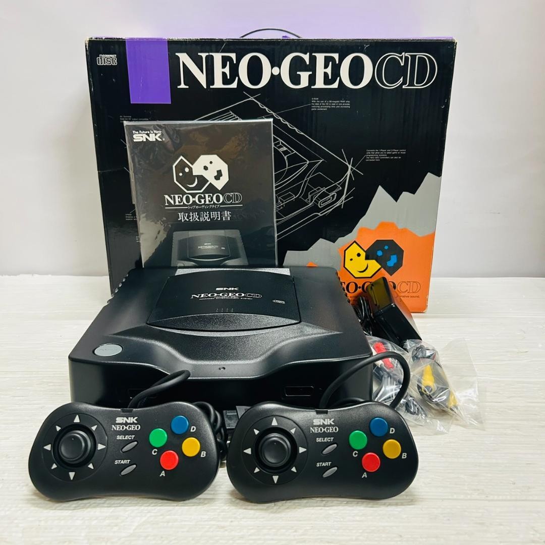 SNK NEO GEO CD Console CD-T01 Black 2 Controllers Box Manual Adapter Cable JDM