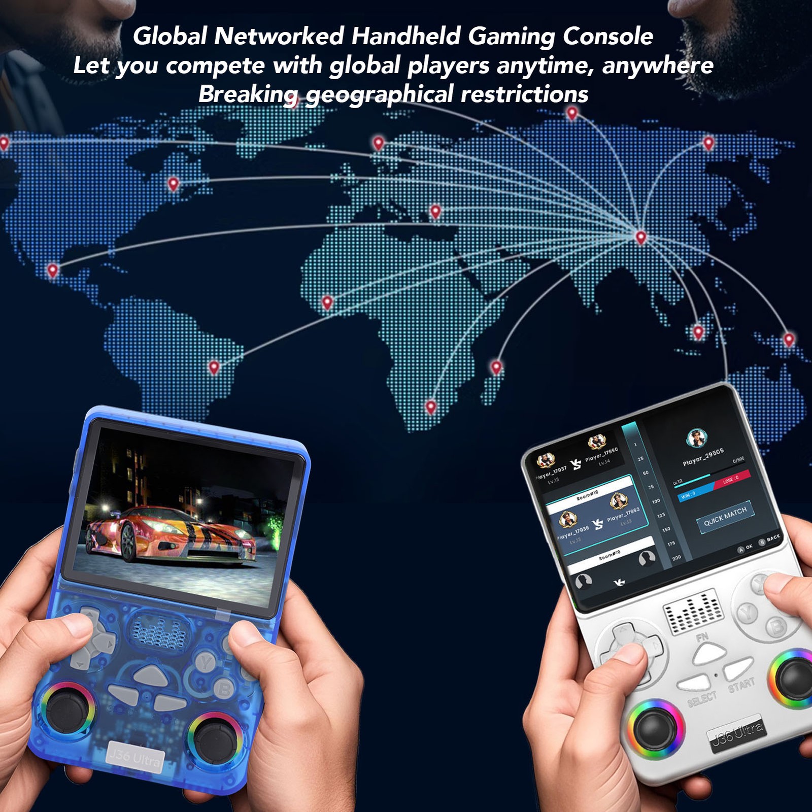 Retro Handheld Game Console 4 Inch Screen Built In 64GB Small Memory Card S EYCM