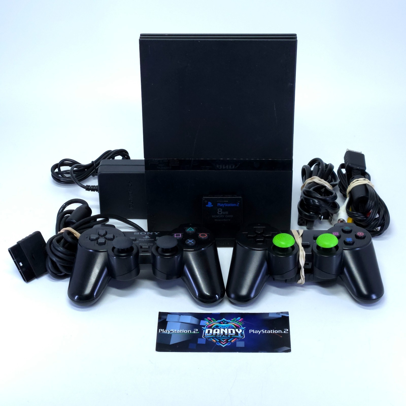 PS2 Console Slim Playstation 2 Black System W/ 2 Controllers + Memory Card