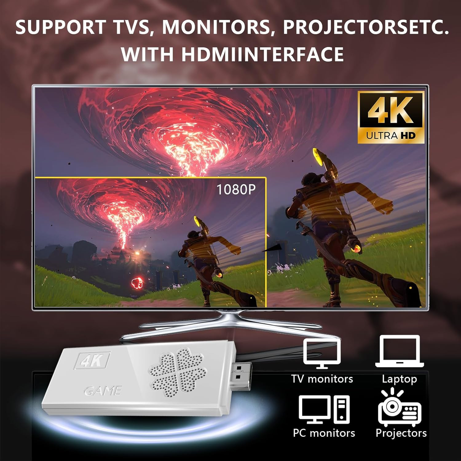 2026 Upgraded Wireless Retro Gaming Console Stick 4K HDMI, Retro Video Game Cons