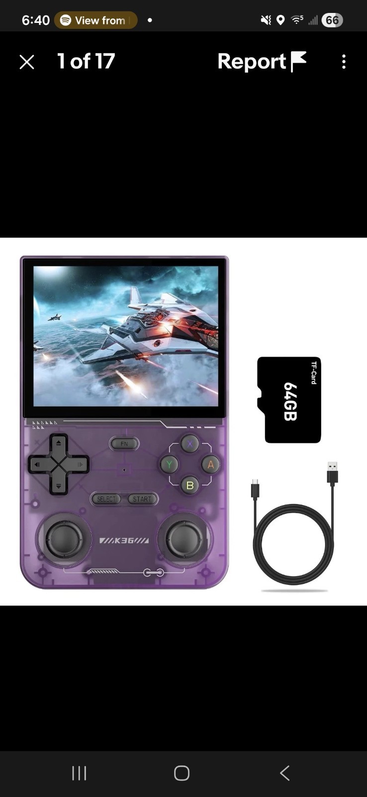 K36 Retro Handheld Video Game Console 16000 Games Emulator 3.5 Inch purple