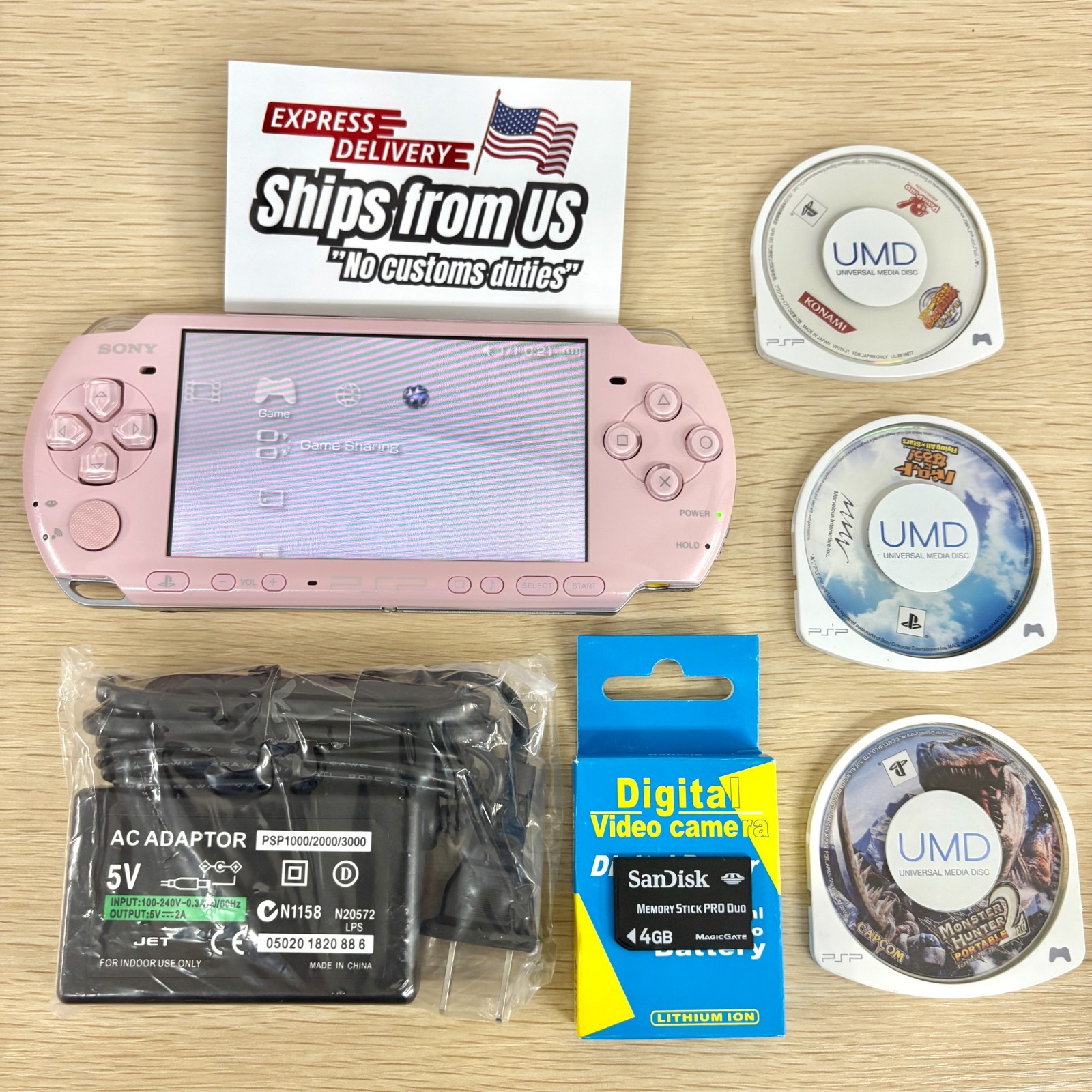 Sony PSP-3000 Console Select /Charger+newbattery+random3games+4G U.S Shipping
