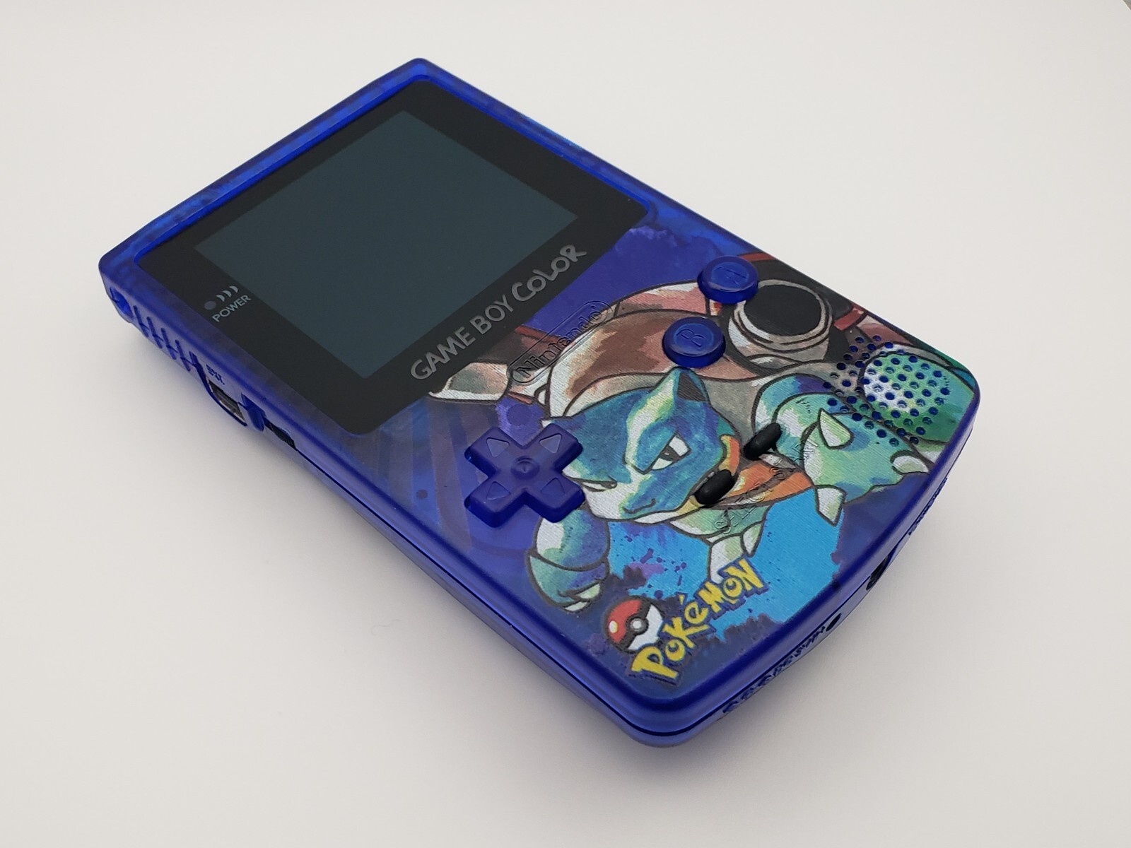 Laminated OLED Screen – Blue Blastoise Game Boy Color – New Speaker, Recapped