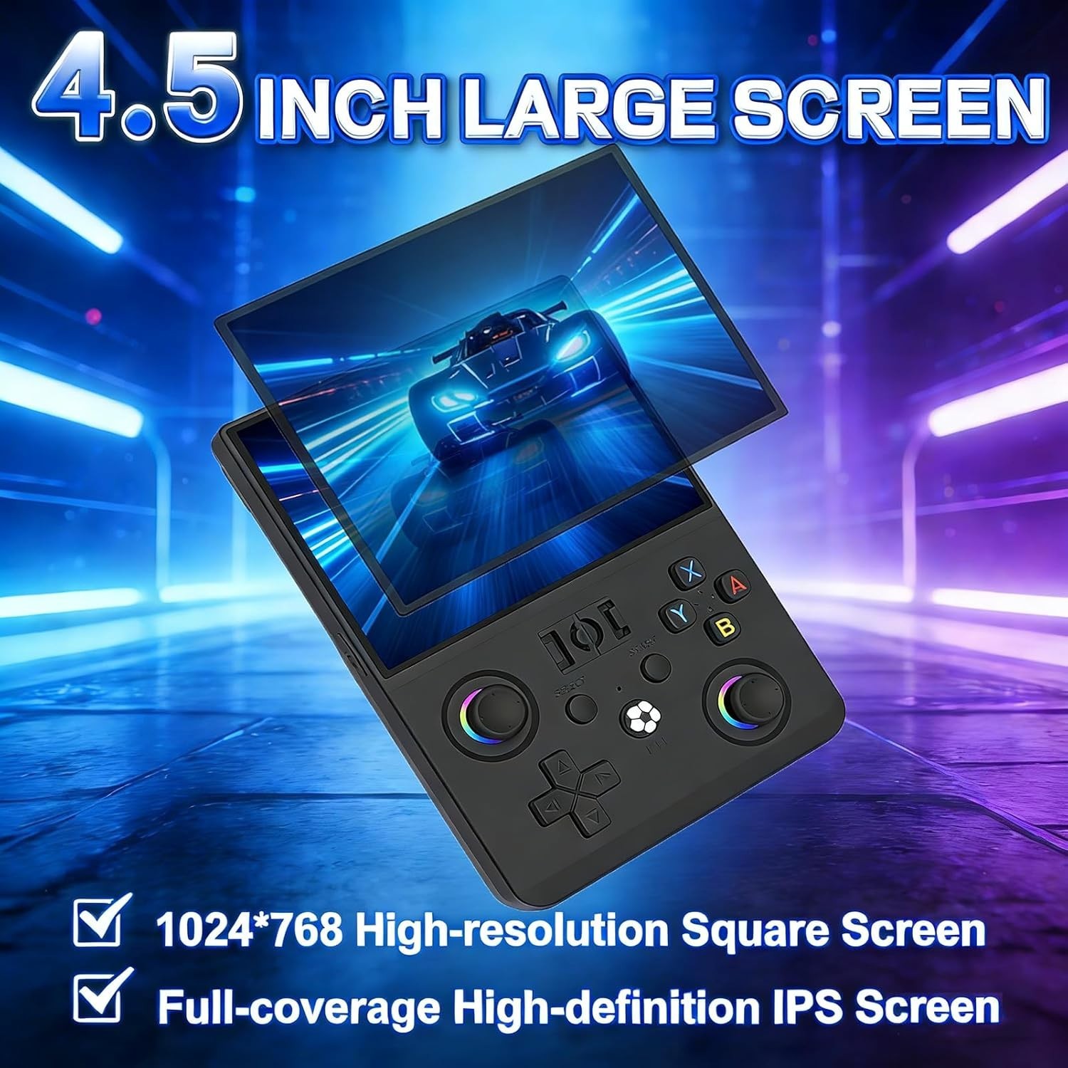 Newest R36MAX Ⅱ 4.5 Inch Retro Handheld Game Console,1024×768 IPS HD Screen,128G