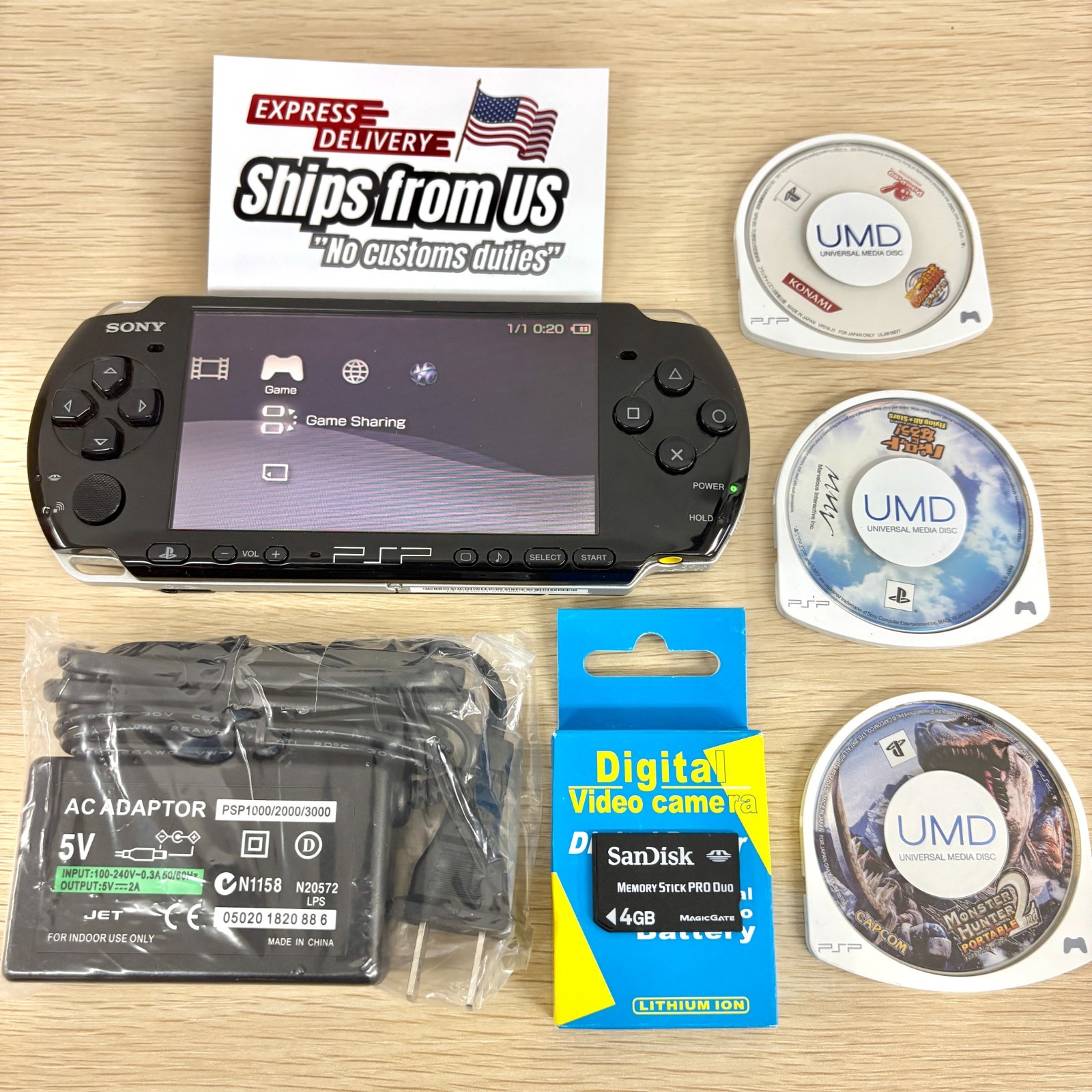 Sony PSP-3000 Console Select /Charger+newbattery+random3games+4G U.S Shipping