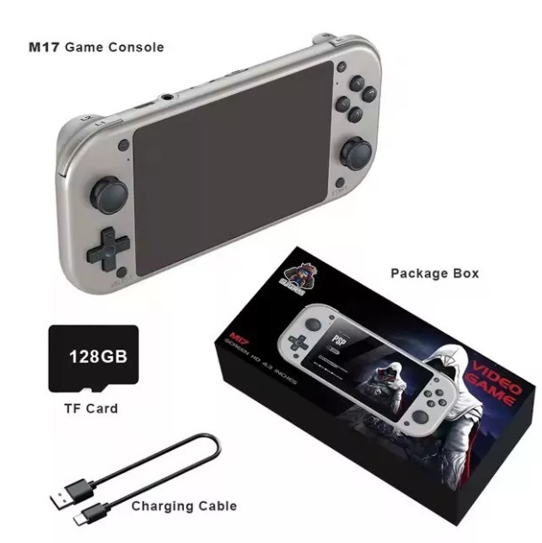 Portable Retro Video Game Handheld Console M17 4.3 Inch IPS Screen 128GB 19,000