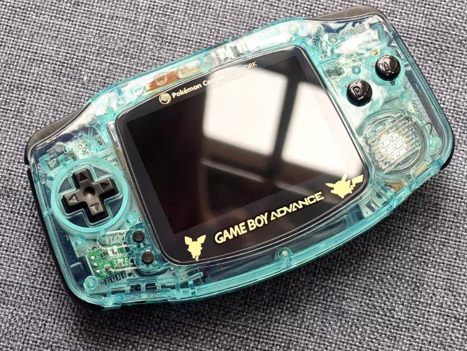 Custom Game Boy Advance GBA Console IPS V4 Mod Transparent Blue Rechargeable