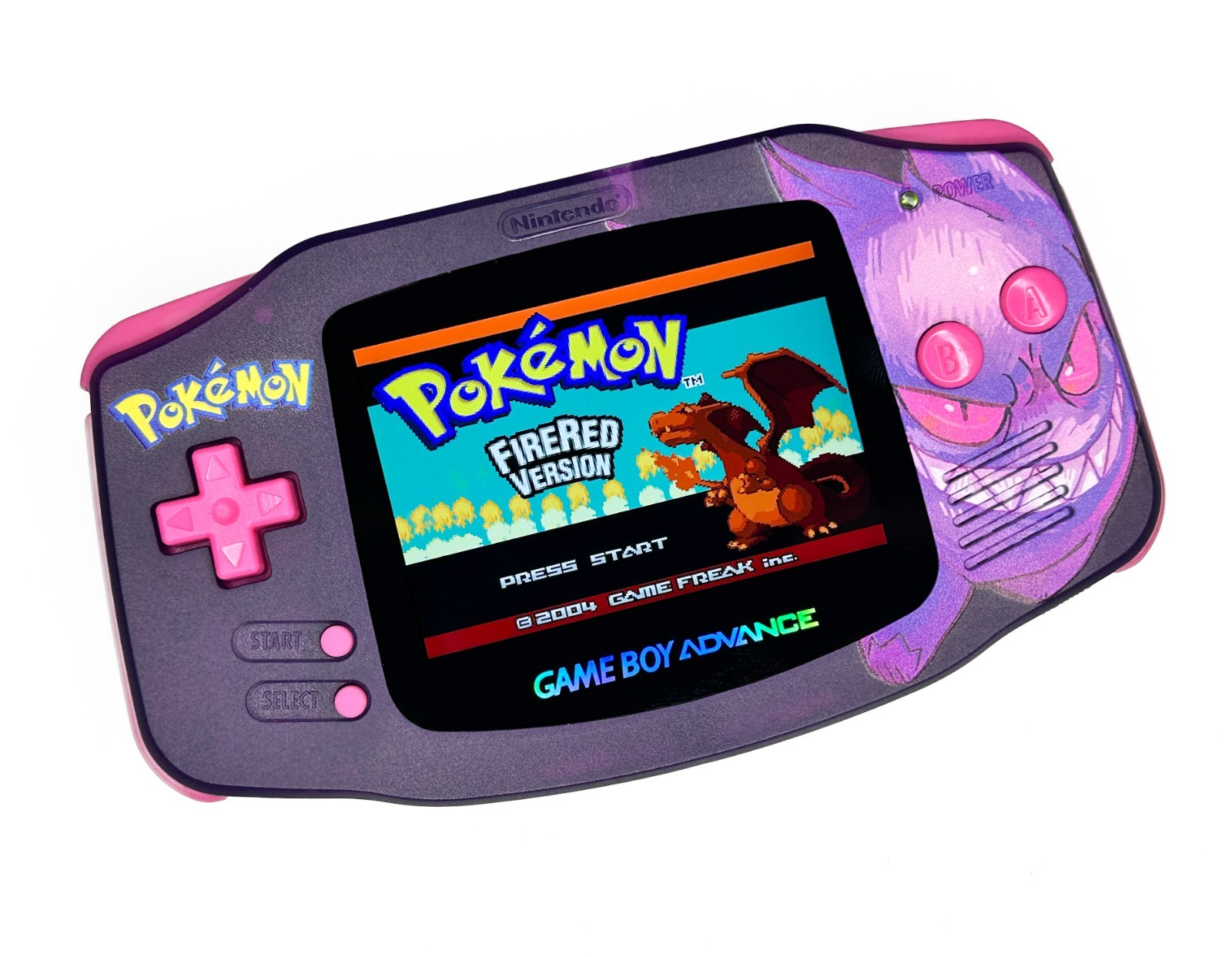 Nintendo Game Boy Advance GBA System 3.0 M2 IPS LCD Pokemon UV GENGAR Purple