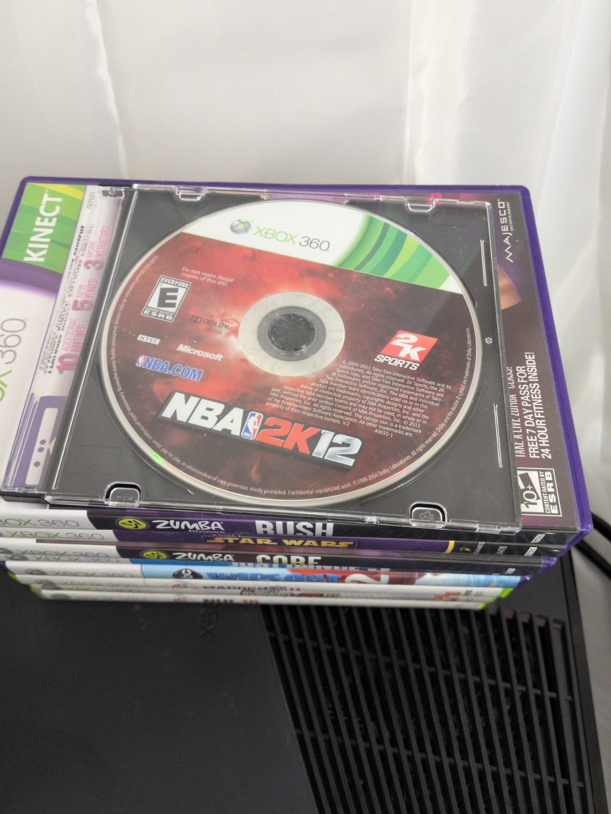 Microsoft Xbox 360 S 4GB Black Console with Power Cord, Kinect, and 9 Games