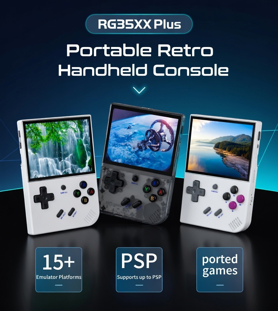 Anbernic RG35XX Plus 64GB Clear Purple Handheld Linux Quad Core Gaming Console